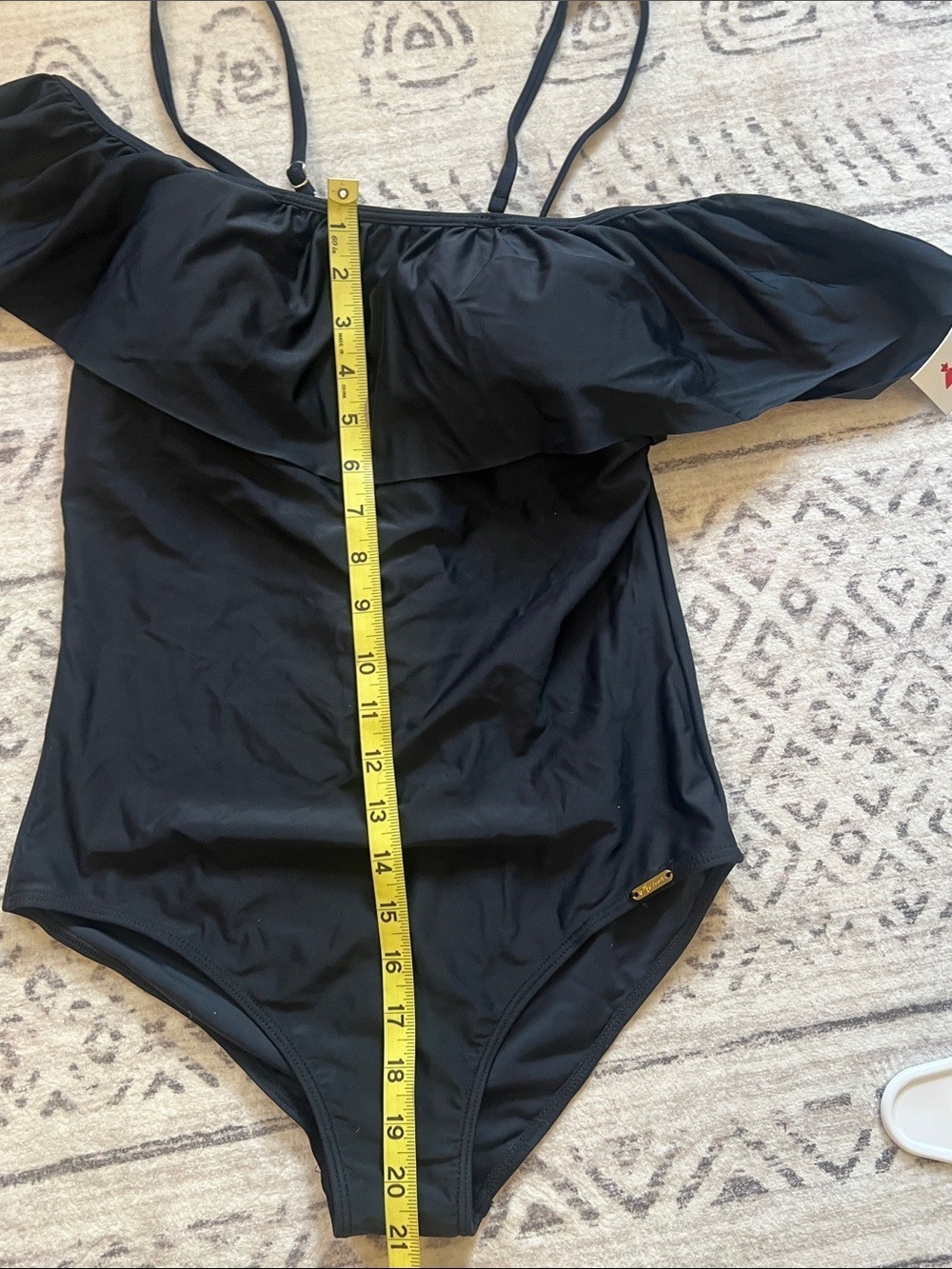 Black Ruffle One-Shoulder Swim One-Piece - Picture 6 of 9